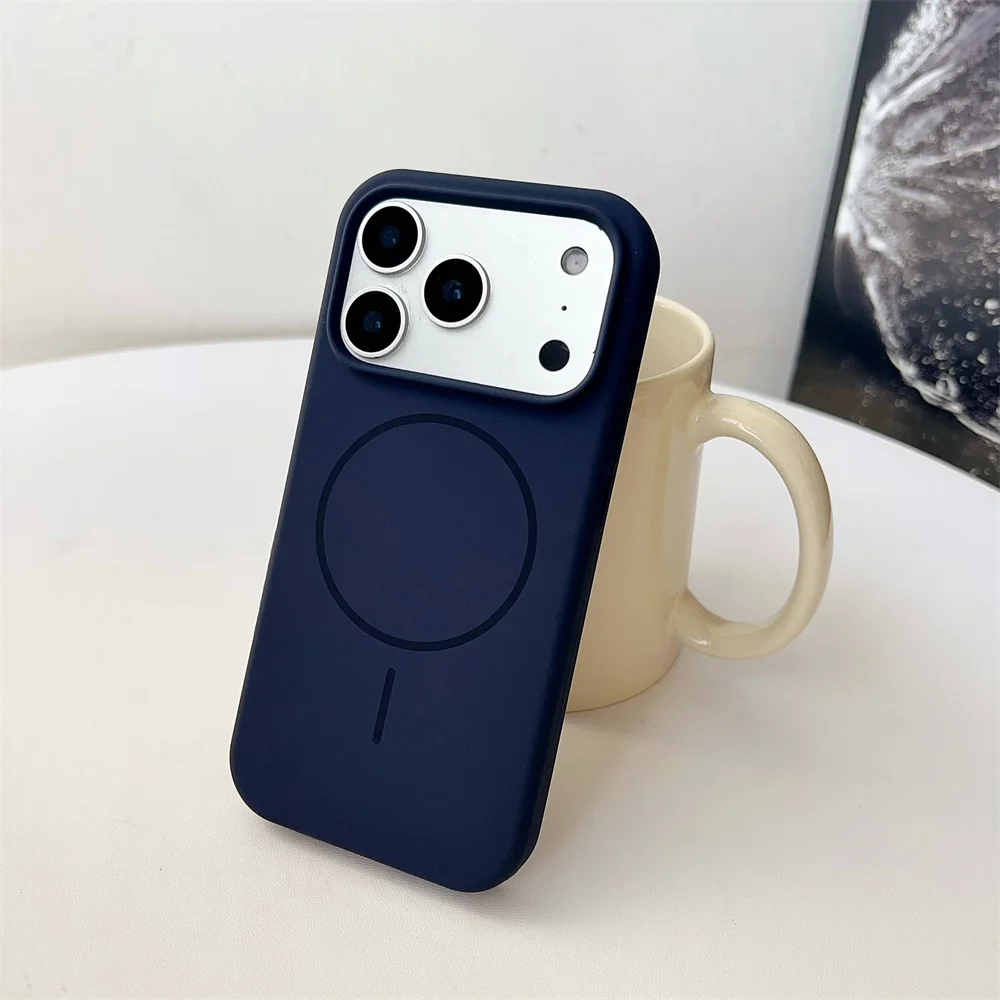 Capa Protetora Magnética De Silicone Líquido (iphone 16 Plus, Azul), Compatível Com Carregamento Sem Fio Magsafe.