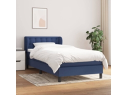 Cama Com Molas/colchão 90x200 Cm Tecido Azul