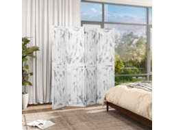 Biombo Dobrável De 4 Painéis Separador Ambientes Elegante Para Dormitórios Sala Estar 160.5x170cm Branco Rústico