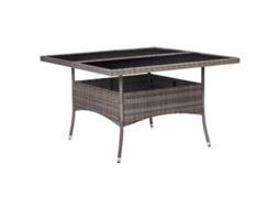 Vidaxl Mesa De Jantar Para Exterior Vime Pe E Vidro Cinzento