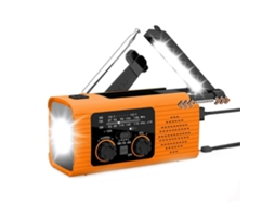 Rádio dínamo AQUAFORGE com células solares, lanterna e bateria externa 2000mah com sos
