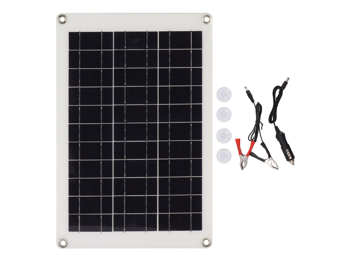 Kit Painel Solar Policristalino Flexível 20W com 2 interfaces USB para carregamento fotovoltaico | S/MARCA