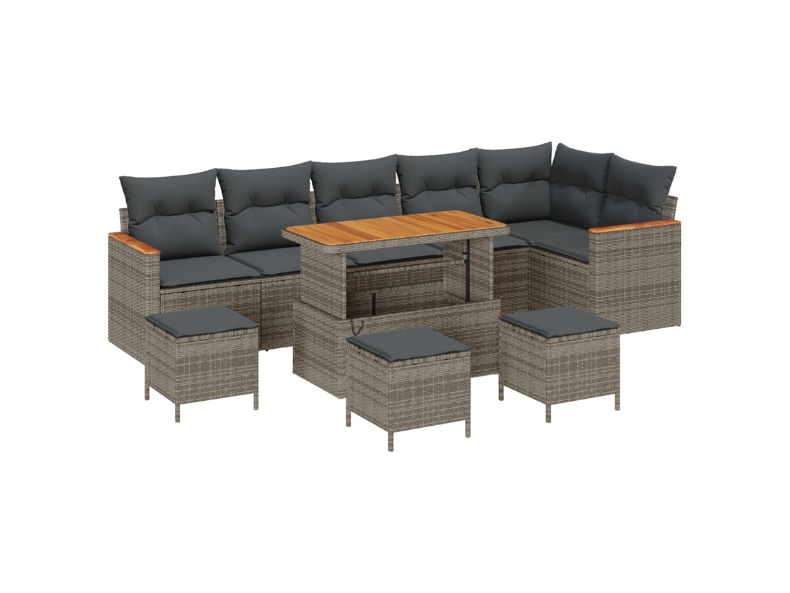 Conjunto 10 Móveis De Jardim Vidaxl Cinzento Vime Pe (110 X 55 X 71 Cm)