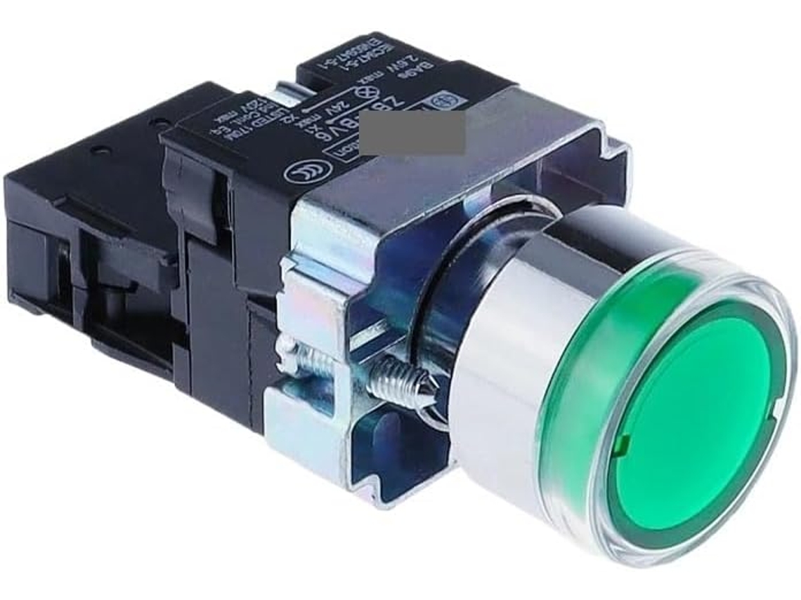 1 Peça Interruptor De Botão Pressão Momentâneo Redondo Xb2 Bw3361 22mm Com Luz Led 1na 220v Verde Zb2 Be101c