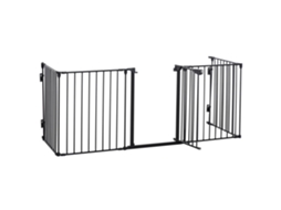 Portão De Segurança Modular Modular Dobrável Com Porta Integrada 300l X 74,5h Cm Preto Pp Metal