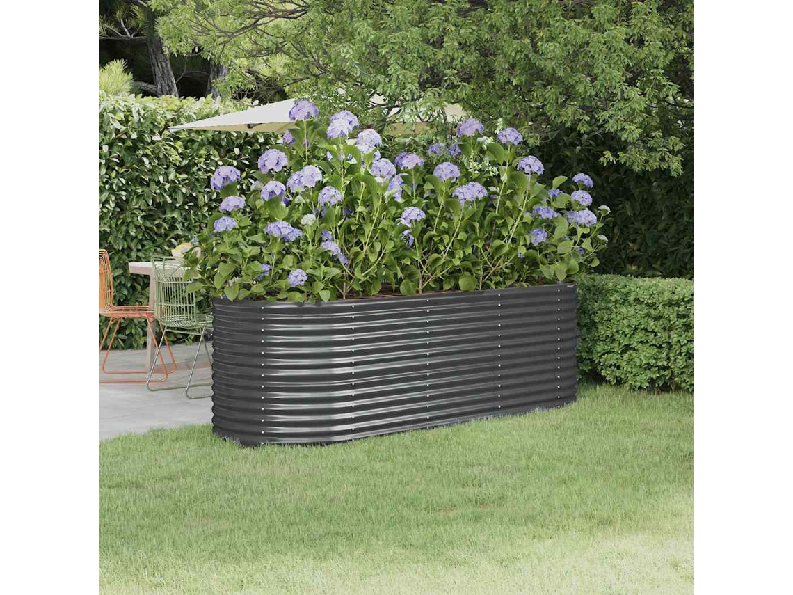 Vidaxl Canteiro Elevado Jardim 224x80x68 Aço Galvanizado Antracite