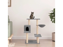 Vidaxl Árvore P/ Gatos C/ Postes Arranhadores Sisal 82,5cm Cinza-claro