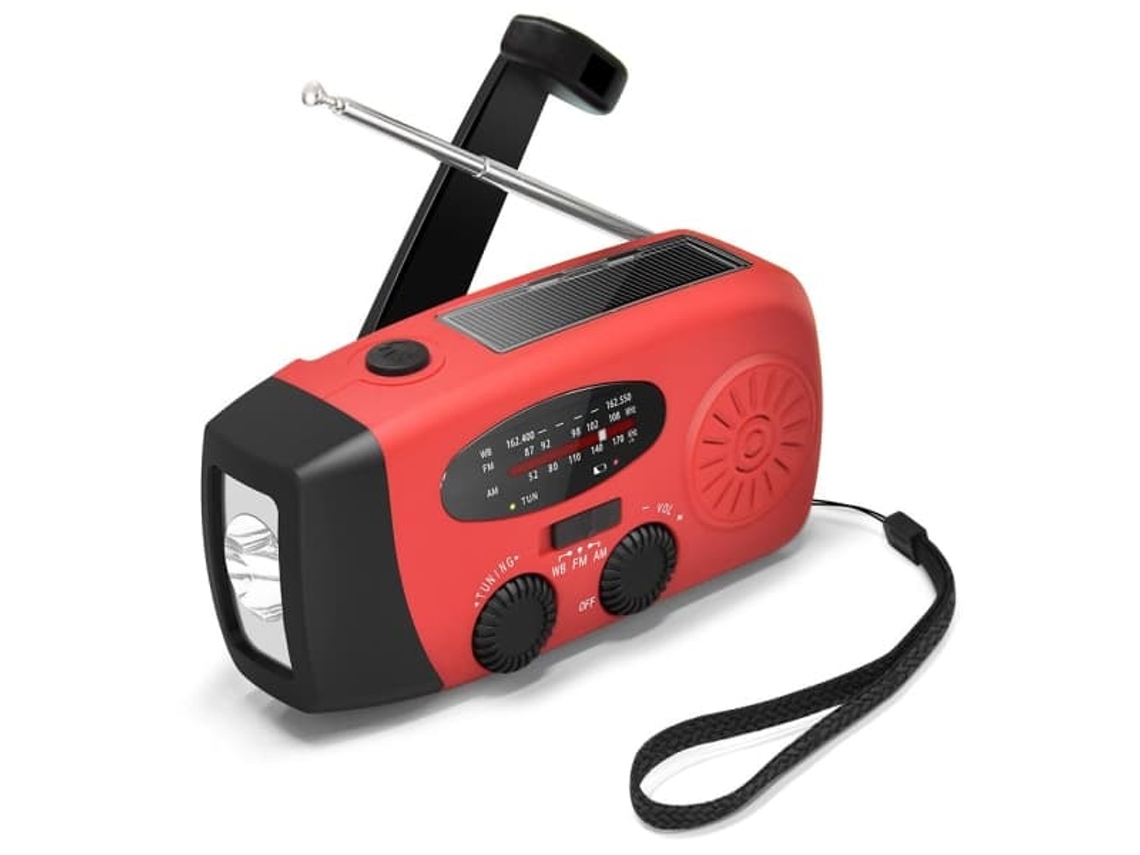 Rádio De Manivela Com Células Solares, Lanterna E Bateria Externa De 2000mah Com Sos Vermelho