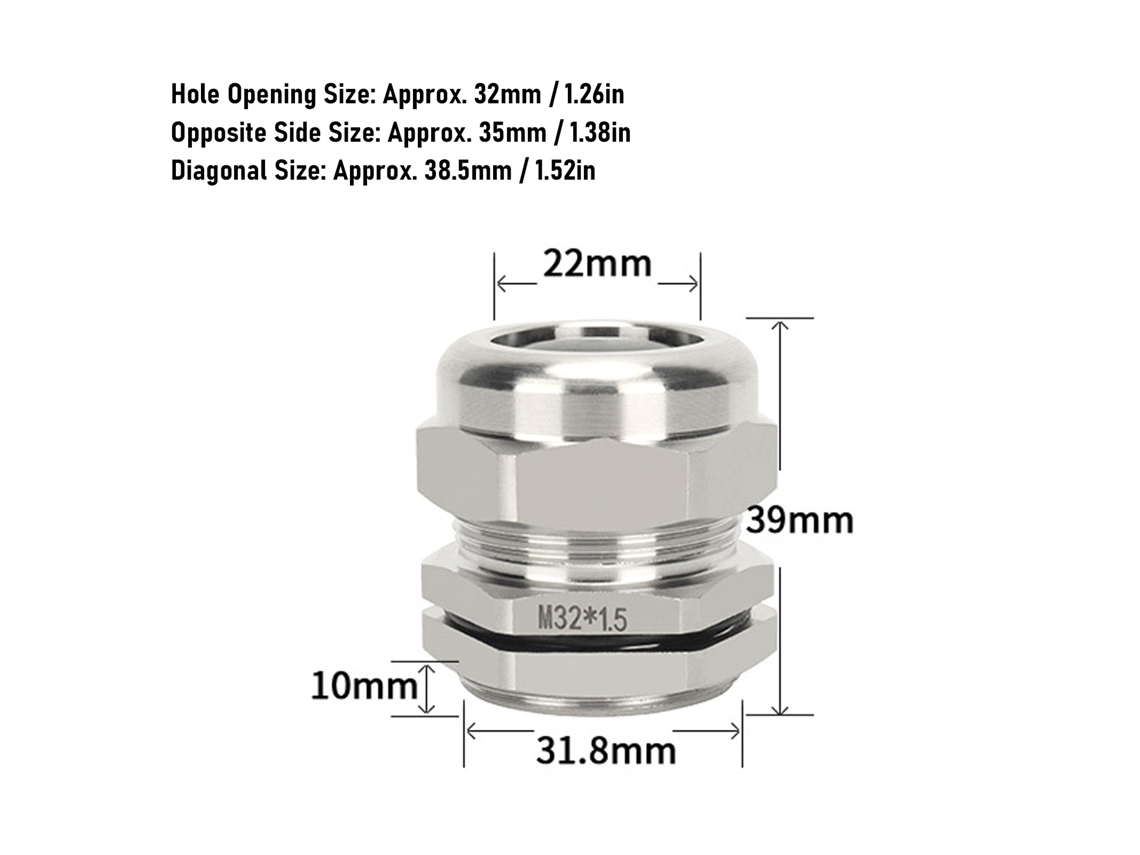 Laxiscreed - Bucha De Parede Em Aço Inox Impermeável, Ajustável Para Cabos De 15 A 22mm, M32