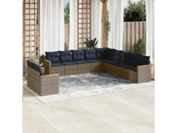 Vidaxl Conjunto De Sofá De Jardim Com 11 Peças E Almofadas Em Rattan Sintético Cinza
