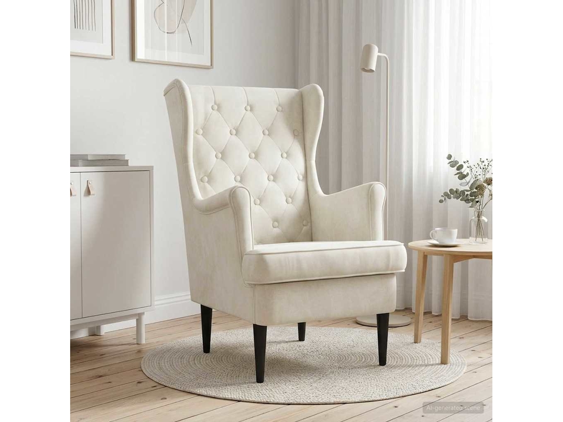 Vidaxl Poltrona Creme Veludo