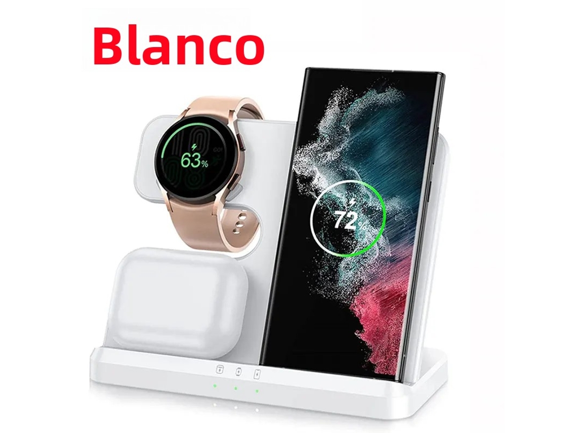 (branco) Carregador Sem Fio 3 Em 1 De 15 W Com Indicador De Carregamento E Suporte.