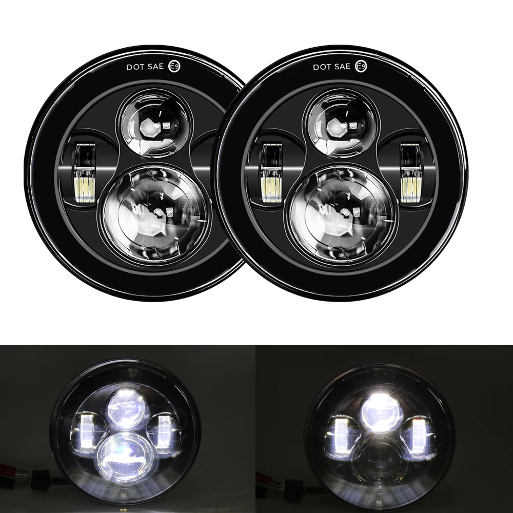 Farol De Motocicleta Led De 7 Polegadas Laranja