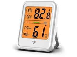 Higrômetro E Termômetro Profissional Para Uso Interno, Com Medidor Digital De Umidade E Temperatura Ambiente E Teclas Retroiluminadas.