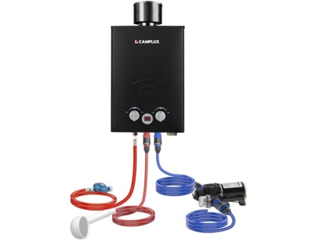 Aquecedor de Agua a Gás 6 Litros com Bomba de Agua Bw158Bcp60-De Gpl 50Mbar para Autocaravana Campismo CAMPLUX