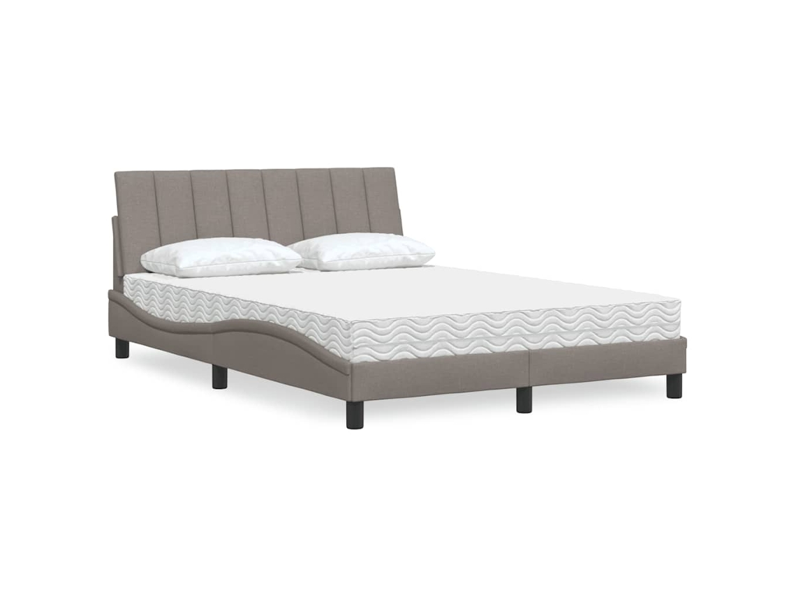 Vidaxl Cama Com Colchão Hanko 140x200 Cm Tecido Castanho-acinzentado
