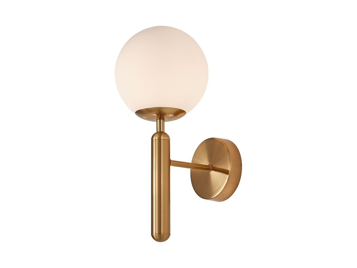 Arandela De Parede 1xg9 10w Ip20 Em Vidro Opalino Acabamento Dourado Braytron