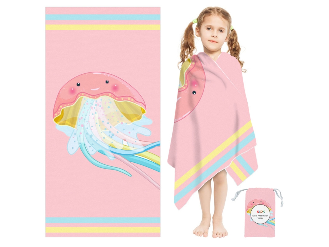 Toalha De Praia Infantil Secagem Rápida Absorvente Antiareiros, Leve E Versátil120×60cm água-vivaczhhmart