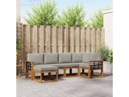 Vidaxl Conjunto De Sofás Para Exterior 6 Unid. Cinza Natural E Claro