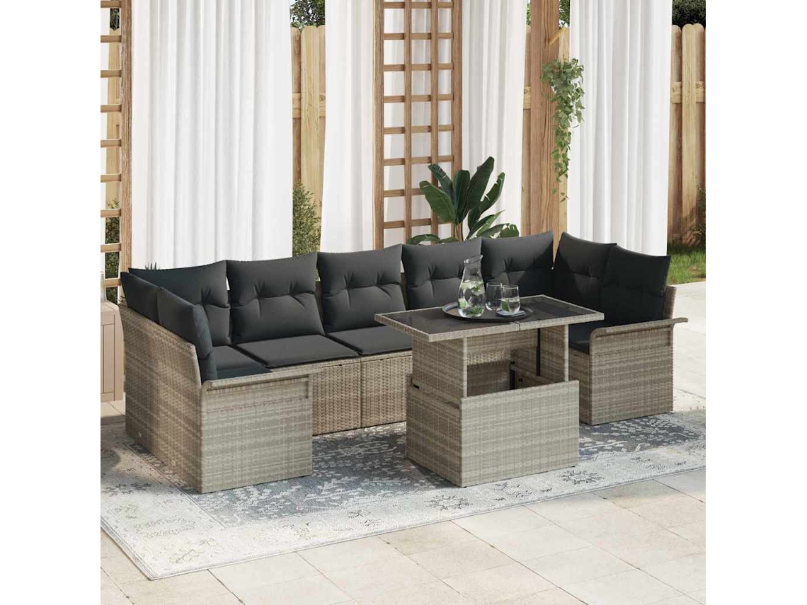 Vidaxl Conjunto De Sofá De Jardim 8 Unid. Cinzento-claro