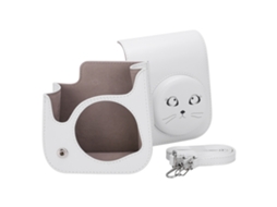 Bolsa De Cámara Vintage De Pu Bandolera Para Cámara Mini11 Almacenamiento Gris Blanco Gato Ojo Grande