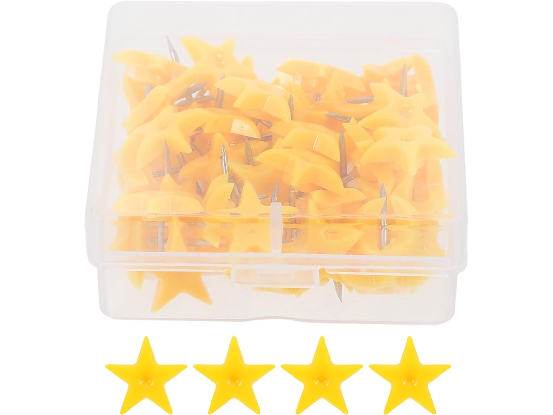 Iplusmile 50 Tachinas de Metal e Plástico para Quadros de Cortiça, Amarelas, Resistentes à Deformação, para Mesa e