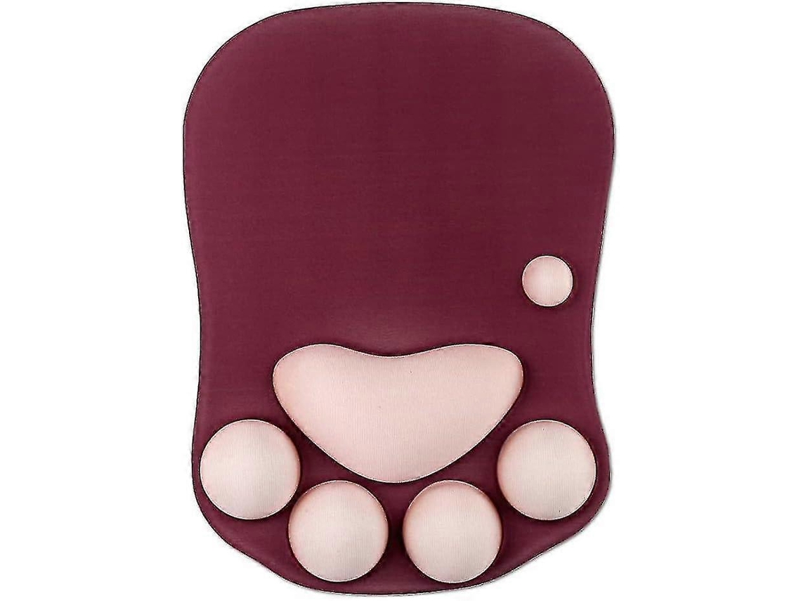 Mousepad Com Apoio Para Pulso, Em Formato De Pata De Gato (vermelho Vinho) Olysi Shop (27,2 X 19,6 X 2,8 Cm)