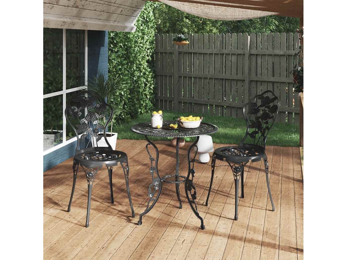 Vidaxl Cadeiras De Bistrô 2 Pcs Alumínio Fundido Preto