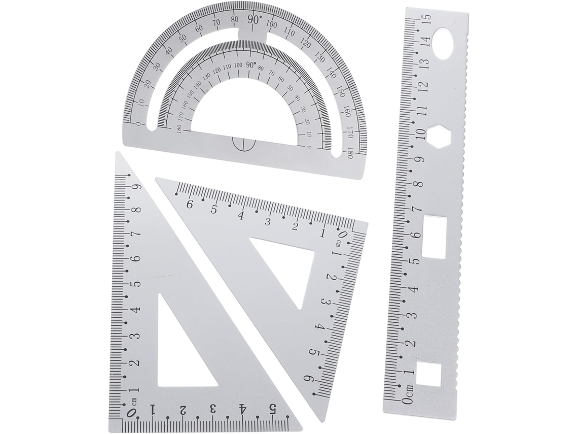 Conjunto de régua de metal com placa triangular e decalque, durável e fácil de transportar, ideal para decoração e...