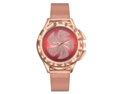 Relógio de Pulso Feminino Elegante com Strass e Pulseira Ajustável Quartz (vermelho)