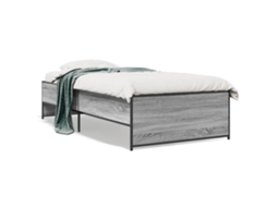 Estrutura de Cama em Derivados de Madeira e Metal Cinzento Sonoma MAISON EXCLUSIVE