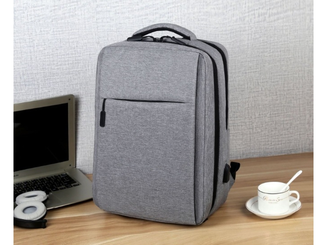 Mochila Para Computador Com Usb Multifuncional De 16 Polegadas, Cinza Claro.