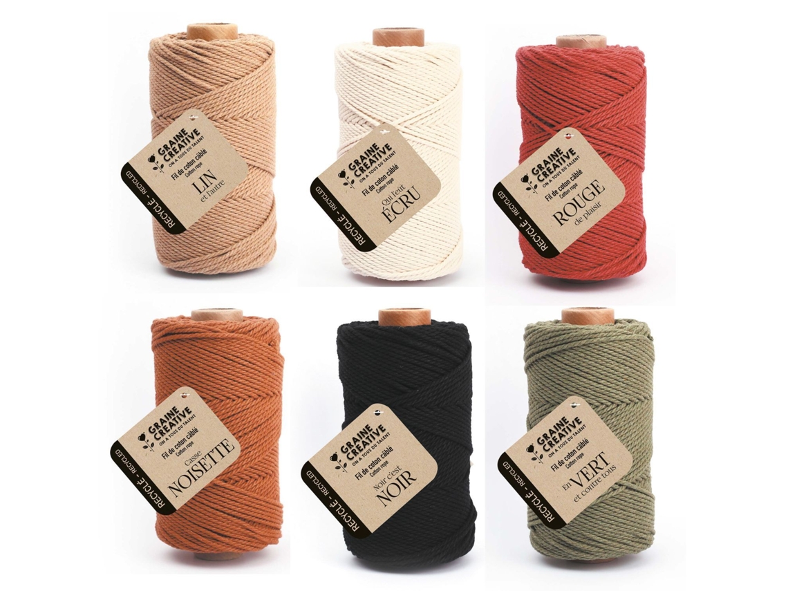 6 Bobinas de Algodón Reciclado para Macramé GRAINE CRÉATIVE