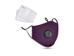 HEXINYIGJLY Máscara Facial em Puro Algodão Lavável Reutilizável com Filtro e Válvula de Respiração Roxo
