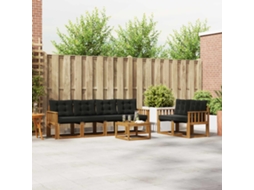 Vidaxl Conjunto De Sofás Para Exterior 7 Pcs Natural E Preto