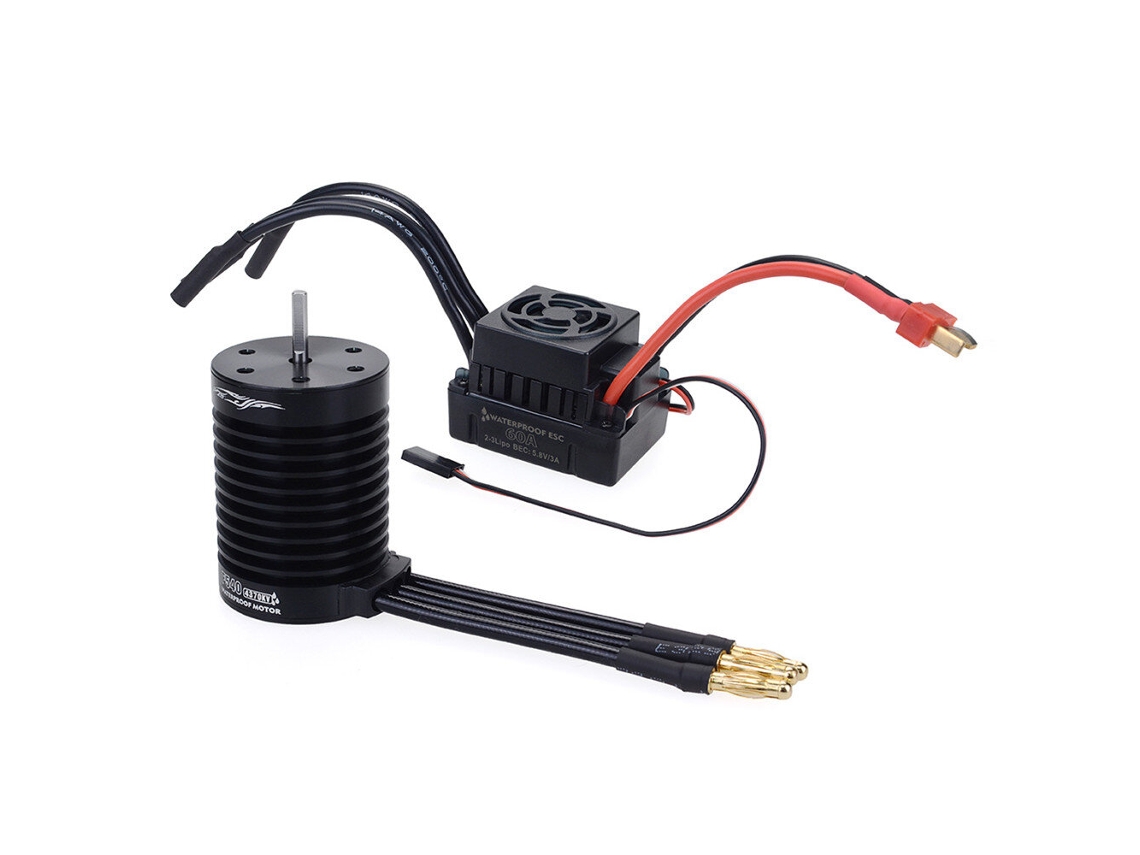 Motor Brushless À Prova D'água Surpass Hobby F540 V2 de 3300kv com Esc de 60a para Carros Rc Brushless 1/12 e 1/14 Tamiya Tt 02 MDUG