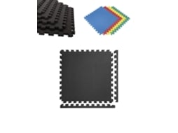 Tapete quebra-cabeça para academias e salas de ginástica | Proteção de Borracha 60x60 cm | Tapete Antiderrapante Preto 28 Peças - 10,08 m²