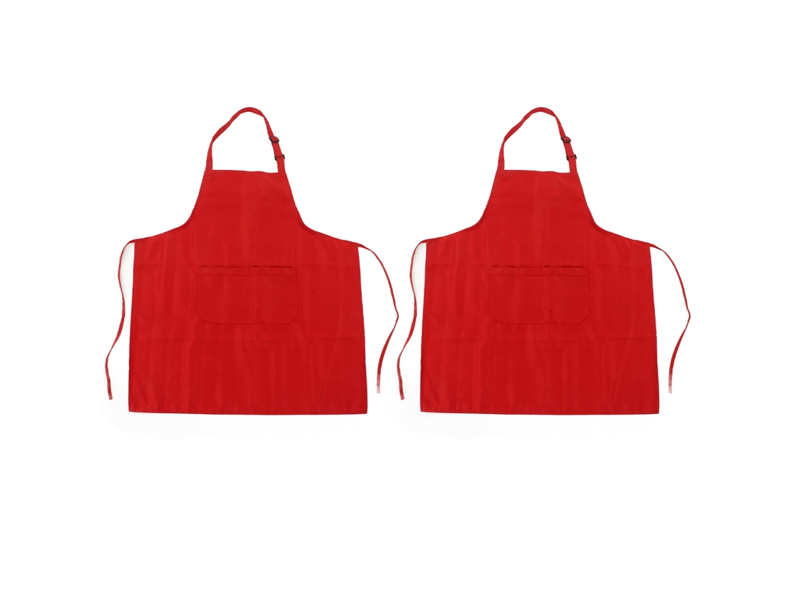 Avental de Cozinha Impermeável Ajustável com Bolsos Vermelho 2pcs para Churrasco S/MARCA
