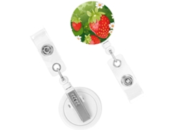 Porta Crachá Retrátil Resistente, Com Bobinas Crachá Em Formato De Morango E Flor, Clipes Chaveiro Resistentes