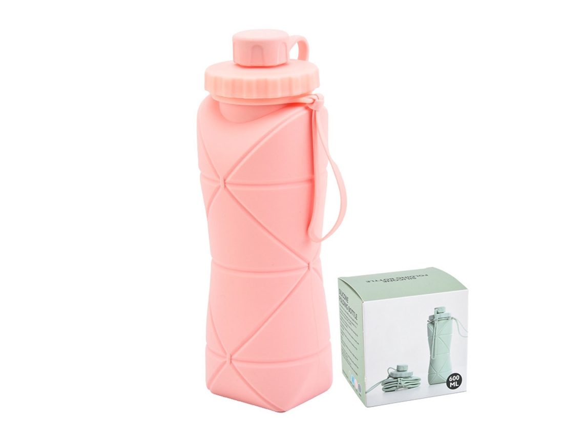 Garrafa de Água Silicone 600ml Infantil Rosa