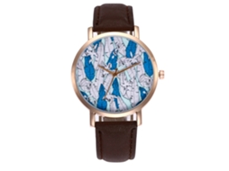 Relógio de Pulso Feminino Zhoulianfa de Quartzo com Pulseira de Couro Pu Café