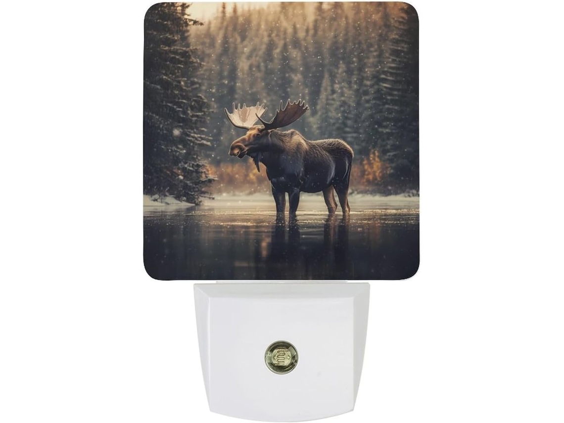 Luz Noturna De Inverno Com Tema Alce, Com Led E Sensor Crepuscular