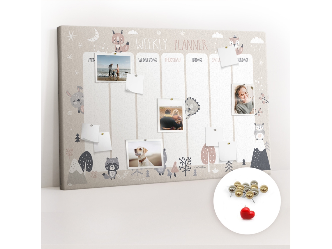 Quadro De Cortiça Com Impressão Planeador De Animais Para O Escritório Espelharte (120x80 Cm)