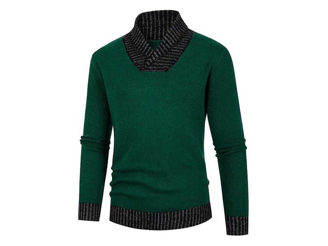 Fasst jersey Casual de Manga Longa com Colarinho Contraste para Homens