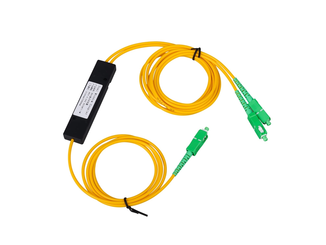Divisor De Fibra Óptica Apc Sc Fbt Modelo 2025, 1x2 , Monomodo, 1310/1550 Nm Para Distribuição De Sinal De Re Aquaforge (1 Entrada, 2 Saídas)
