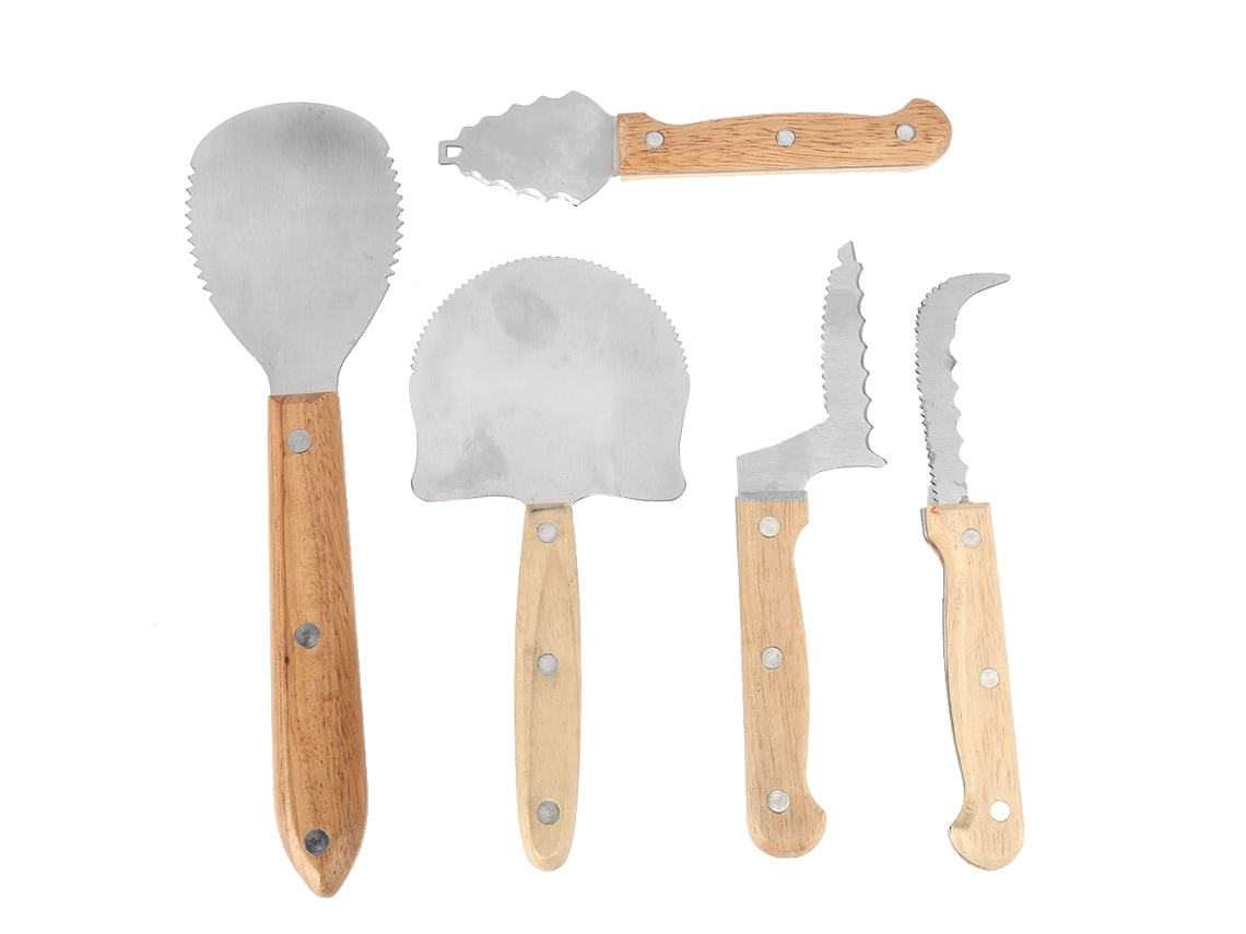 Kit 5 Ferramentas Carving Inox Para Cuca Halloween