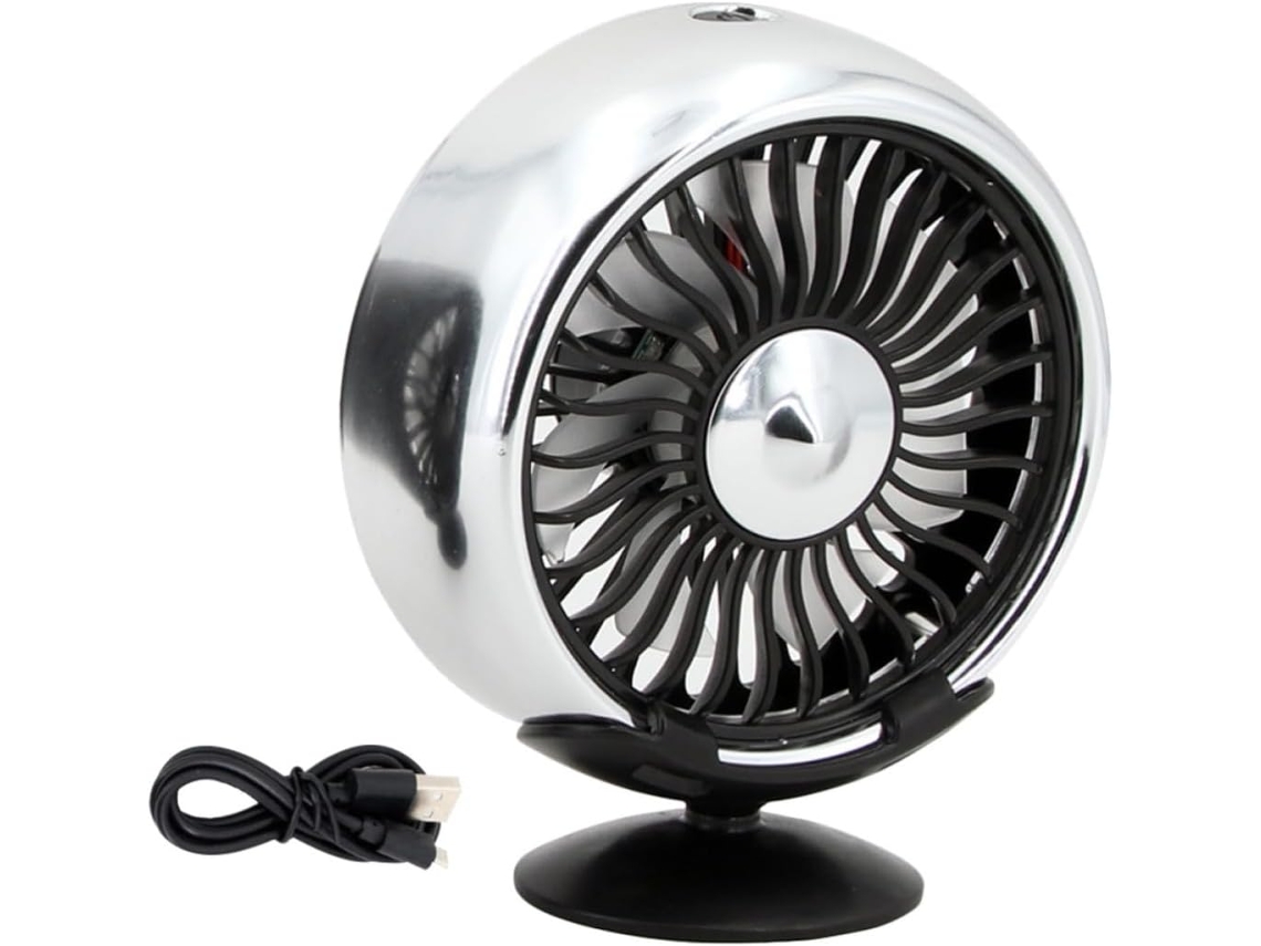Mini Ventilador Usb Para Carro , Prata, Abs F101 F102