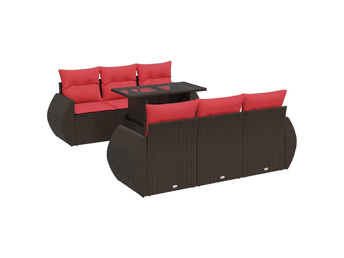 Conjunto de 7 Sofás Jardim com Almofadões Vime Pe/acácia Castanho MAISON EXCLUSIVE (7 pcs)