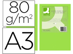 Papel de Cor Q Connect Din A3 80Gr Verde Neon Embalagem de 500 Folhas