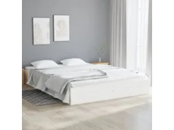 Estrutura De Cama Casal 135x190 Cm Madeira Maciça Branco